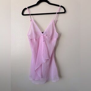 Vintage Jones New York Sheer Pink White Polk Dot Dainty Camisole Tank Top M